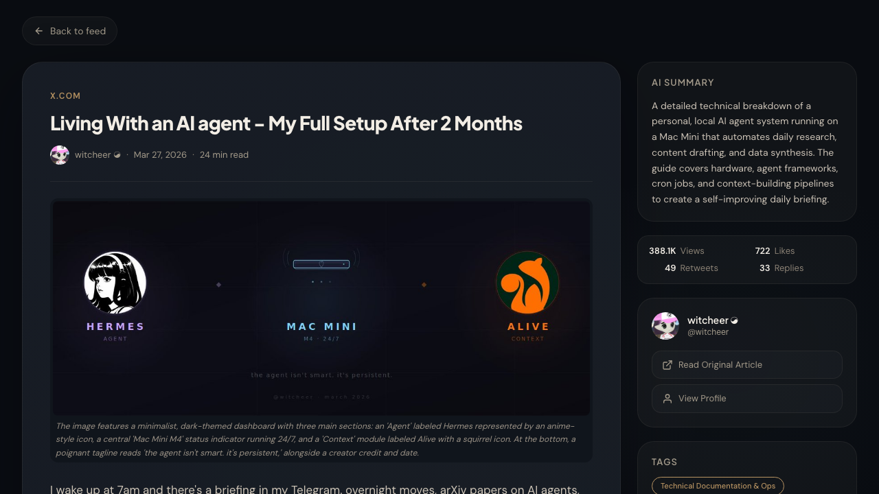 FeedSilo single article view showing a captured blog post with full formatting